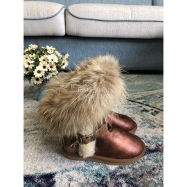 Australia Luxe Collective Winter Leather Warm Wool Short Boots For Women Brown