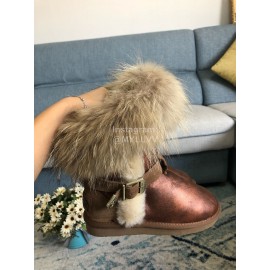 Australia Luxe Collective Winter Leather Warm Wool Short Boots For Women Brown