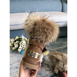 Australia Luxe Collective Winter Leather Warm Wool Short Boots For Women Brown