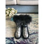 Australia Luxe Collective Black Leather Warm Wool Winter Short Boots For Women 
