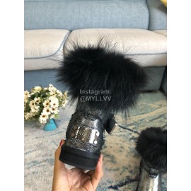 Australia Luxe Collective Black Leather Warm Wool Winter Short Boots For Women 