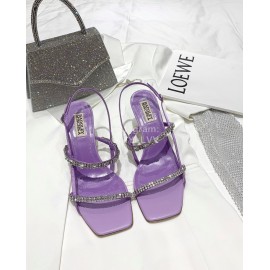 Badgley Mischka Fashion Cowhide Diamond High Heel Sandals For Women Purple