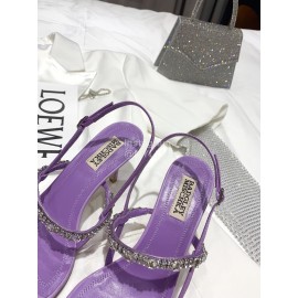 Badgley Mischka Fashion Cowhide Diamond High Heel Sandals For Women Purple