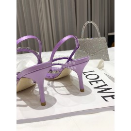 Badgley Mischka Fashion Cowhide Diamond High Heel Sandals For Women Purple