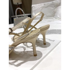 Badgley Mischka Fashion Cowhide Diamond High Heel Sandals For Women Khaki