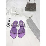 Badgley Mischka Fashion Cowhide Diamond Flat Heel Sandals For Women Purple