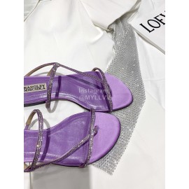 Badgley Mischka Fashion Cowhide Diamond Flat Heel Sandals For Women Purple