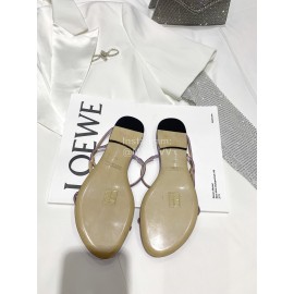 Badgley Mischka Fashion Cowhide Diamond Flat Heel Sandals For Women Purple