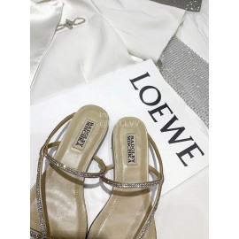 Badgley Mischka Fashion Cowhide Diamond Flat Heel Sandals For Women Khaki