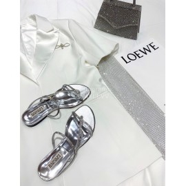 Badgley Mischka Fashion Cowhide Diamond Flat Heel Sandals For Women Silver