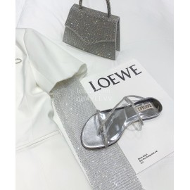 Badgley Mischka Fashion Cowhide Diamond Flat Heel Sandals For Women Silver