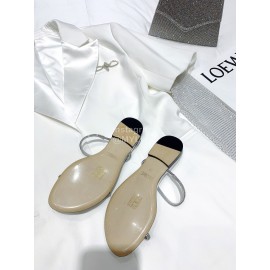 Badgley Mischka Fashion Cowhide Diamond Flat Heel Sandals For Women Silver