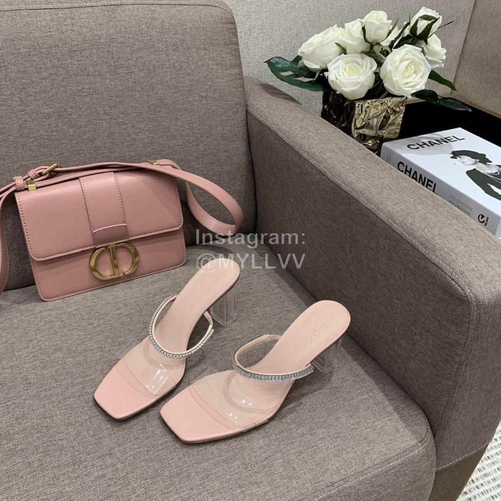 Badgley Mischka Fashion Cowhide Diamond High Heel Slippers For Women