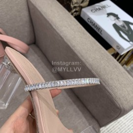 Badgley Mischka Fashion Cowhide Diamond High Heel Slippers For Women