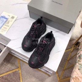 Balenciaga Triple S Logo Printed Black Sneakers 