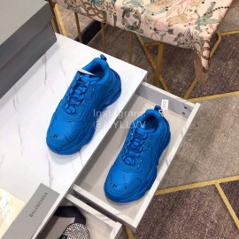 Balenciaga Triple S Logo Printed Sneakers Blue