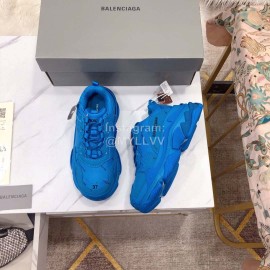 Balenciaga Triple S Logo Printed Sneakers Blue