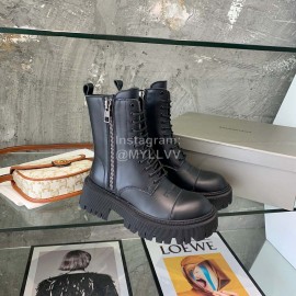 Balenciaga Autumn Winter Leather Lace Up Martin Boots