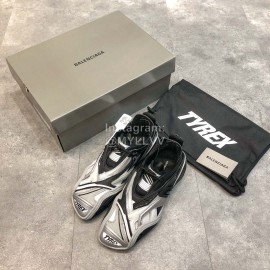 Balenciaga Tyrex Square Head Sneakers For Men And Women Black Silver