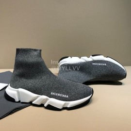 Balenciaga Fashion Sock Knitted Shoes Gray For Men And Women 