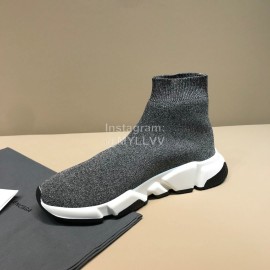 Balenciaga Fashion Sock Knitted Shoes Gray For Men And Women 