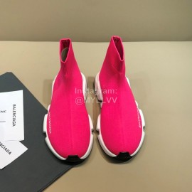 Balenciaga Fashion Sock Knitted Shoes For Men And Women Rose Red