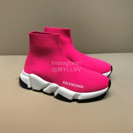 Balenciaga Fashion Sock Knitted Shoes For Men And Women Rose Red