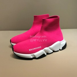 Balenciaga Fashion Sock Knitted Shoes For Men And Women Rose Red