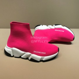 Balenciaga Fashion Sock Knitted Shoes For Men And Women Rose Red
