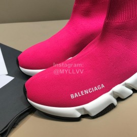 Balenciaga Fashion Sock Knitted Shoes For Men And Women Rose Red