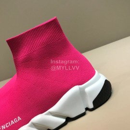 Balenciaga Fashion Sock Knitted Shoes For Men And Women Rose Red