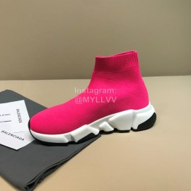 Balenciaga Fashion Sock Knitted Shoes For Men And Women Rose Red