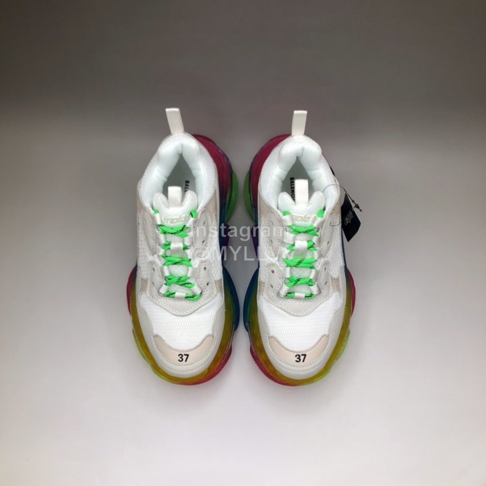 Balenciaga Colored Sole Leather Mesh Sneakers For Men And Women