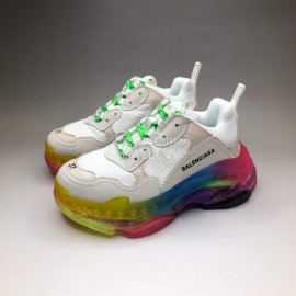 Balenciaga Colored Sole Leather Mesh Sneakers For Men And Women