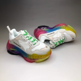 Balenciaga Colored Sole Leather Mesh Sneakers For Men And Women
