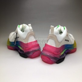 Balenciaga Colored Sole Leather Mesh Sneakers For Men And Women