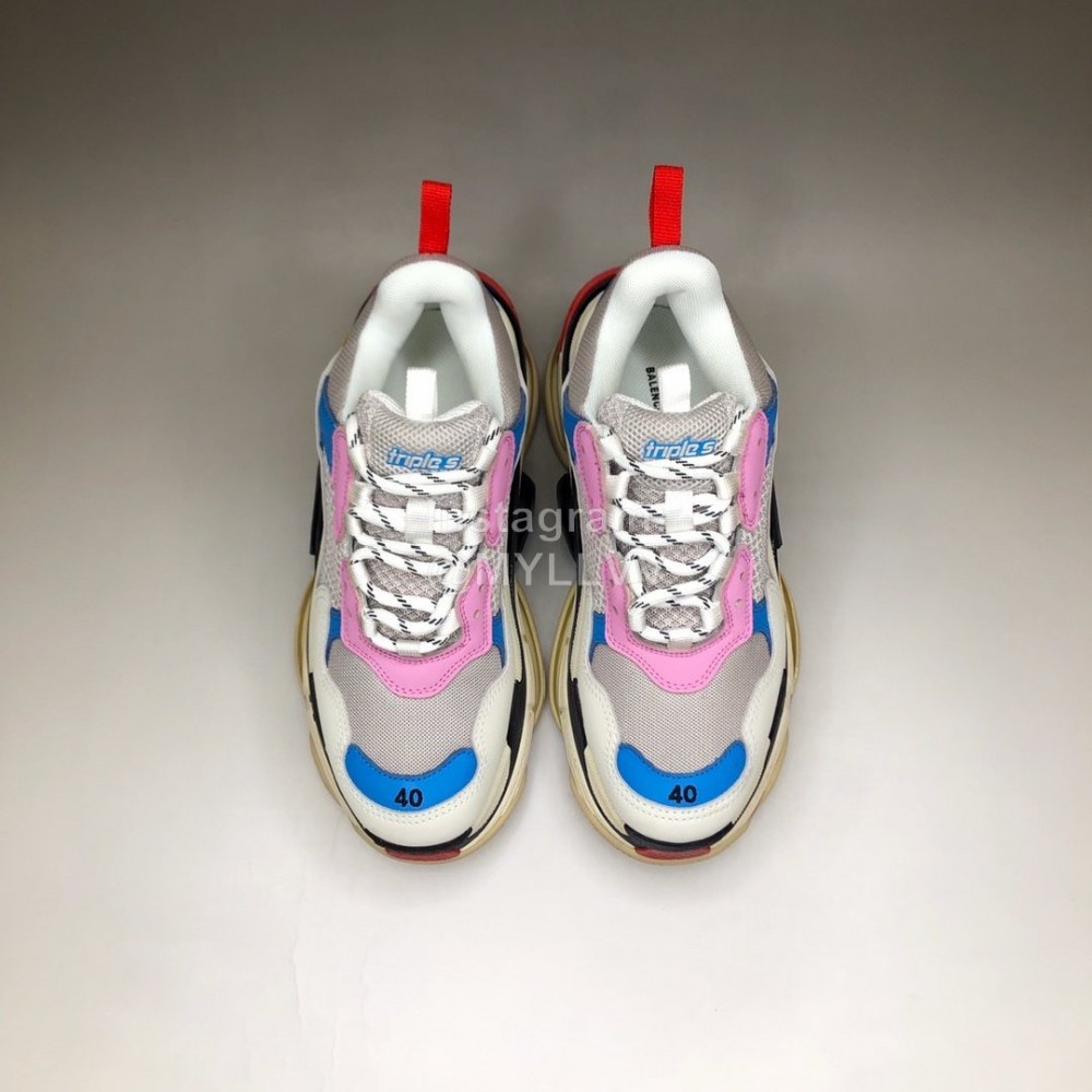Balenciaga Fashion Leather Mesh Sneakers For Men And Women Pink