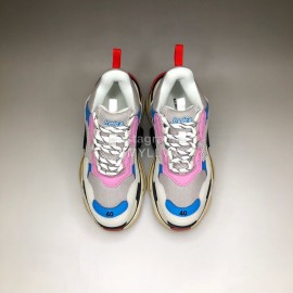 Balenciaga Fashion Leather Mesh Sneakers For Men And Women Pink
