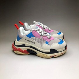 Balenciaga Fashion Leather Mesh Sneakers For Men And Women Pink