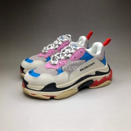 Balenciaga Fashion Leather Mesh Sneakers For Men And Women Pink