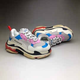 Balenciaga Fashion Leather Mesh Sneakers For Men And Women Pink