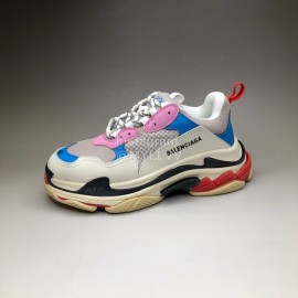 Balenciaga Fashion Leather Mesh Sneakers For Men And Women Pink