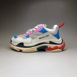 Balenciaga Fashion Leather Mesh Sneakers For Men And Women Pink