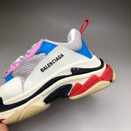 Balenciaga Fashion Leather Mesh Sneakers For Men And Women Pink