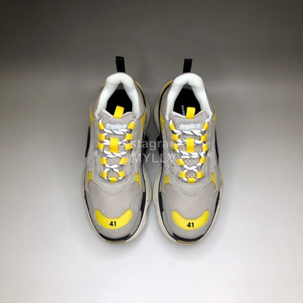 Balenciaga Fashion Leather Mesh Sneakers For Men And Women Yellow