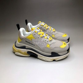 Balenciaga Fashion Leather Mesh Sneakers For Men And Women Yellow