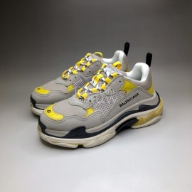 Balenciaga Fashion Leather Mesh Sneakers For Men And Women Yellow