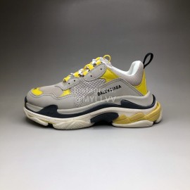 Balenciaga Fashion Leather Mesh Sneakers For Men And Women Yellow