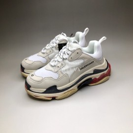 Balenciaga Fashion Leather Mesh Sneakers For Men And Women Beige