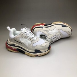 Balenciaga Fashion Leather Mesh Sneakers For Men And Women Beige